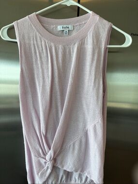 Fate Light Pink Tie-Front Knit Tank